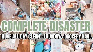 HUGE ALL DAY COMPLETE DISASTER CLEAN WITH ME | REAL LIFE CLEANING MOTIVATION| 2021 LAUNDRY ROUTINE