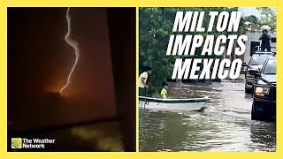 Lightning and Flooding in Mexico as Milton Grazes Yucatan