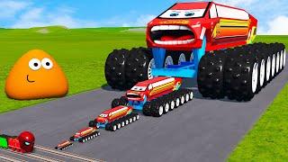 Big & Small McQueen vs Chick Hicks vs Tow Mater vs King Dinoco vs Duch Hudson - BeamNG.Drive #live