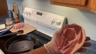 Cooking a Berkshire Pork Chop with the farmer