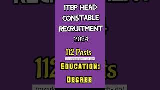 ITBP Head Constable Recruitment 2024 #shorts | Try SarkariJobs