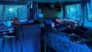 Rain Sounds for Sleeping ️ Deep Sleep & Anxiety Relief with Sounds Rain & Thunder on Cozy Car