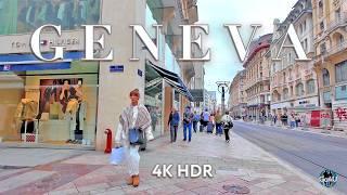 GENEVE SUISSE  La plus petite métropole du monde / Visite à pied des rues centrales / 4K