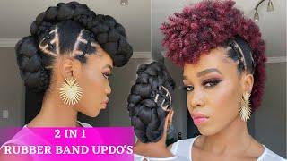 ELEGANT RUBBER BAND UPDO'S ON  NATURAL HAIR / Protective Style / Tupo1