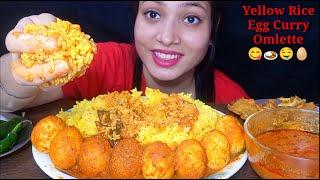 Eating Pulao With Egg Curry, Omlette | Indian Nonveg Food Eating Mukbang | Foodie JD