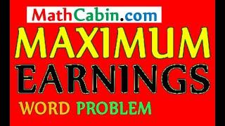 Quadratic Equations: Maximum Earnings word problem ! ! ! ! !