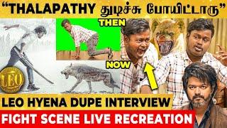 Leo Hyena Fight Scene MakingLive Hyena Pose Recreation" Full Body ஓட பனியில படுத்து சண்டை போட்டாரு"