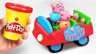 Create Play Doh Car for Peppa Pig Family | Learn Colors | Preschool Toddler Toy Learning Video