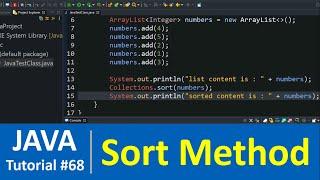 Java Tutorial #68 - Sort Collections using sort Method | Sort ArrayList