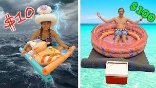 $10 VS $100 DIY Survival Boat!!! **BUDGET CHALLENGE**