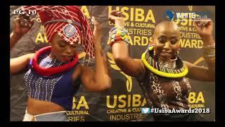 Unathi with Thembisile Ntaka dancing live on White Media Africa TV that was Usiba Awards 2018