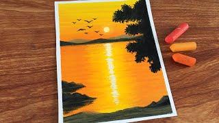 Relaxing Oil Pastel Sunset Drawing for beginners | Oil Pastel Drawing