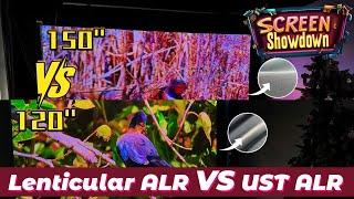 New Product Comparison | 150'' VIVIDSTORM S Lite Lenticular ALR vs 120'' S PRO UST ALR floor Screen