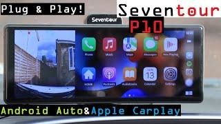 Seventour P10 - Plug & Play Upgrade to Apple Carplay & Android Auto with Built in Dash Cams!