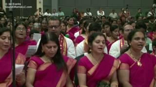 Devotees singing the finale of Raganjali of Ramanuja Keerthana at Sashitipoorthi Celebrations.