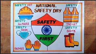 National Safety Day Drawing/National Safety Week Poster Drawing/Safety First Drawing Easy Steps