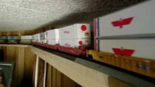 43-car HO scale train around top of my living room