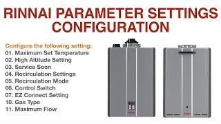  Rinnai Parameter Settings Menu Configuration RU, RUR, 160, 180, 199, iN/eN tankless water heaters