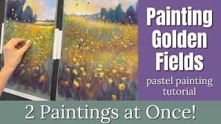 How to Paint Golden Meadows in Soft Pastel - 2 Paintings at Once!