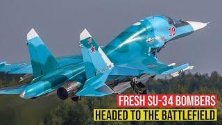 Russia Increases Its Strike Force by Supplying New Su-34 Bombers to Russian Air Forces in Ukraine.