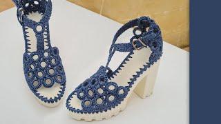  БОСОНОЖКИ  EVA ВЯЖЕМ КРЮЧКОМ СТИЛЬНО КРАСИВО ПРОСТО CROCHET SHOES