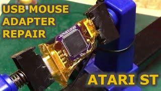 Smallymouse2 Atari ST USB mouse adapter repair (with QFP soldering & desoldering)