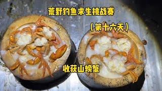 荒野钓鱼求生挑战赛第十六天，野味配粥嘎嘎香！