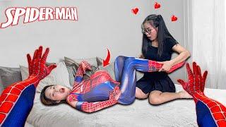 SPIDER-MAN ESCAPE FROM THE CRAZY NEIGHBOR VS NERF GUN ( Spider-Man vs Spider-Girl )