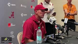 Kalen DeBoer speaks with the media following Alabama's 24-17 loss to Tennessee