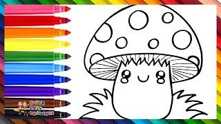 Draw and Color a Cute Mushroom  Drawings for Kids