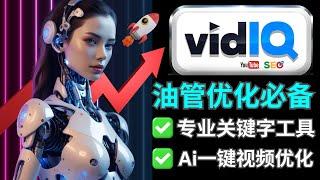 Youtube快速涨粉/流量暴增神器VIDIQ: 专业SEO优化工具，全面关键字分析，Ai技术加持