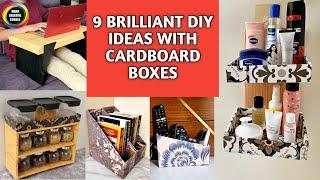 9 Useful DIY Ideas using Cardboard Boxes | Organization ideas | Cardboard Boxes reuse ideas