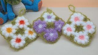 쉬운 모티브 사각 단면 수세미 뜨기 / 코바늘 /  Crochet Dish Scrubby / motif crochet