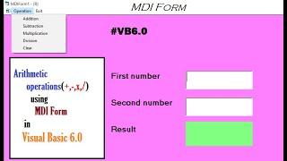 operations(+,-,*,/) using MDI/ Control array /vb6/create MDI menus
