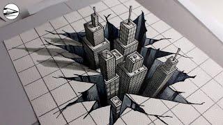 How to Draw Amazing Optical Illusions: 3D City Fast