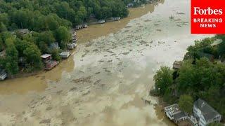 Aerial Footage Captures The Devastation Wrought By Hurricane Helene On Asheville, North Carolina