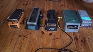 5 vintage wah pedals compared - Colorsound - Vox - Maestro - Ibanez WH10 - super quick rough demo