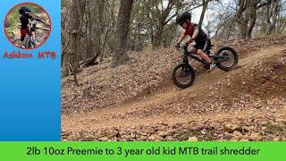 2lb 10oz Preemie to 3 year old kid MTB trail shredder - Awesome Prevelo Zulu One #kidsbike #mtblife