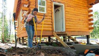 Ep 18: Off Grid Log Cabin Build | Trim, Porch Posts, & Everything In Between