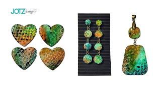 Polymer Clay Bargello Earrings, Pendant, Magnets | Silver Metal Leaf | Alcohol Inks | part 2