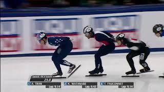 Aaron Tran wins his 1000m semifinal at the Utah Olympic Oval