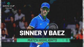 Sebastien Baez v Jannik Sinner Highlights | Argentina v Italy | Davis Cup Finals 2024