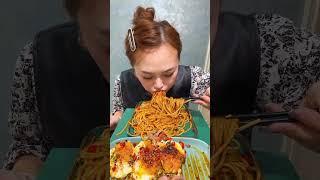 Eating Meat, Chow mein and Eggs  | ASMR