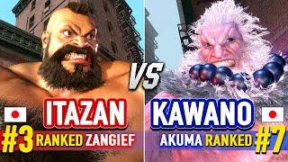 SF6  ITAZAN (#3 Ranked Zangief) vs KAWANO (#7 Ranked Akuma)  Street Fighter 6 High Level Gameplay