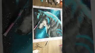 Blue wolf diamond art part 5 and FINISHED 