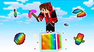 Minecraft, But It's On 1 OP RAINBOW Block !!!