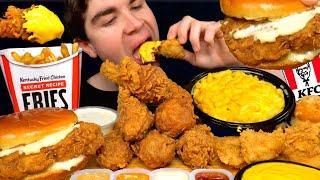 ASMR KFC MUKBANG EXTRA CRISPY FRIED CHICKEN MAC N CHEESE CHICKEN SANDWICH TENDERS | WITH CHEESE x2