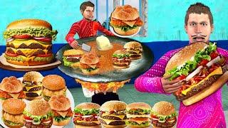 बर्गर चुनौती 1000 Burger Cooking Challenge Street Food Comedy Video Hindi Kahaniya New Funny Stories