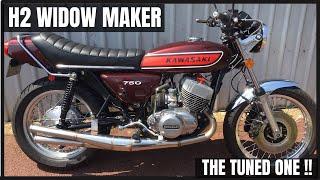 1975 Kawasaki H2..The Tuned One!! 750cc Widow Maker 2 stroke Triple classic motorcycle review