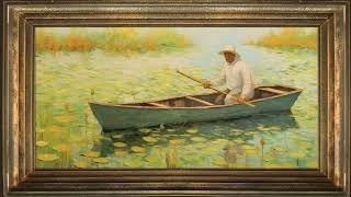 Yellow Lilies and a Lake Full of Sunshine, Impressionist Oil Painting | Frame TV Art